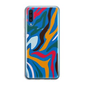 CaseCompany Colored Zebra: Samsung Galaxy A50 Transparant Hoesje