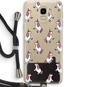 CaseCompany Eenhoorns overal: Samsung Galaxy J6 (2018) Transparant Hoesje met koord