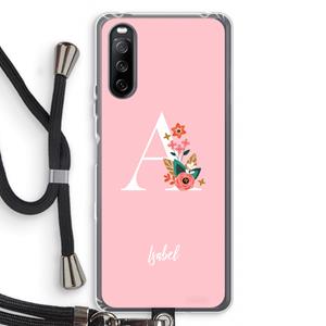 CaseCompany Pink Bouquet: Sony Sony Xperia 10 III Transparant Hoesje met koord