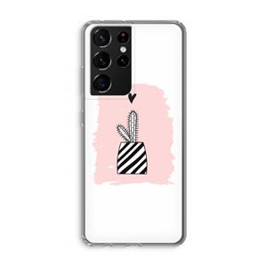 CaseCompany Zwart-wit cactus: Samsung Galaxy S21 Ultra Transparant Hoesje
