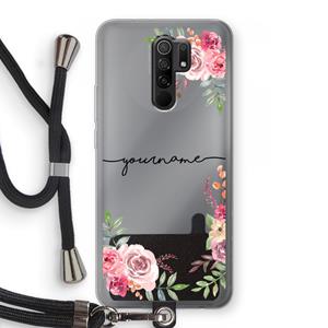 CaseCompany Rozen: Xiaomi Redmi 9 Transparant Hoesje met koord