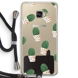 CaseCompany Cactusprint roze: Samsung Galaxy A3 (2016) Transparant Hoesje met koord