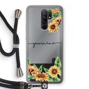 CaseCompany Zonnebloemen: Xiaomi Redmi 9 Transparant Hoesje met koord