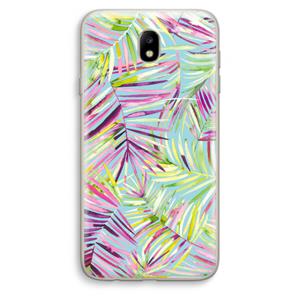 CaseCompany Tropical Palms Blue: Samsung Galaxy J7 (2017) Transparant Hoesje