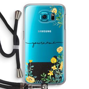 CaseCompany Gele bloemen: Samsung Galaxy S6 Transparant Hoesje met koord
