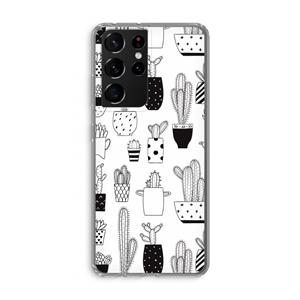 CaseCompany Cactusmotief: Samsung Galaxy S21 Ultra Transparant Hoesje