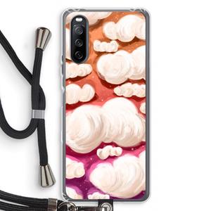 CaseCompany Katoen Wolken: Sony Sony Xperia 10 III Transparant Hoesje met koord
