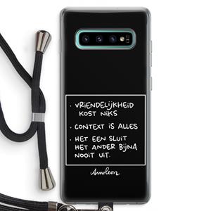 CaseCompany Mijn Motto's: Samsung Galaxy S10 Plus Transparant Hoesje met koord