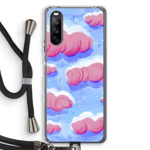 CaseCompany Roze wolken met vogels: Sony Sony Xperia 10 III Transparant Hoesje met koord