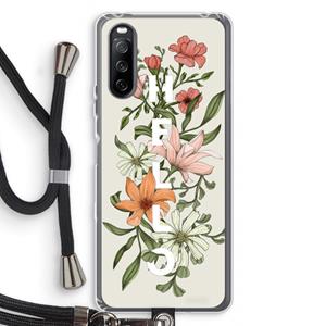 CaseCompany Hello bloemen: Sony Sony Xperia 10 III Transparant Hoesje met koord