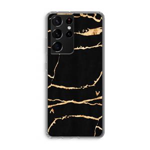 CaseCompany Gouden marmer: Samsung Galaxy S21 Ultra Transparant Hoesje