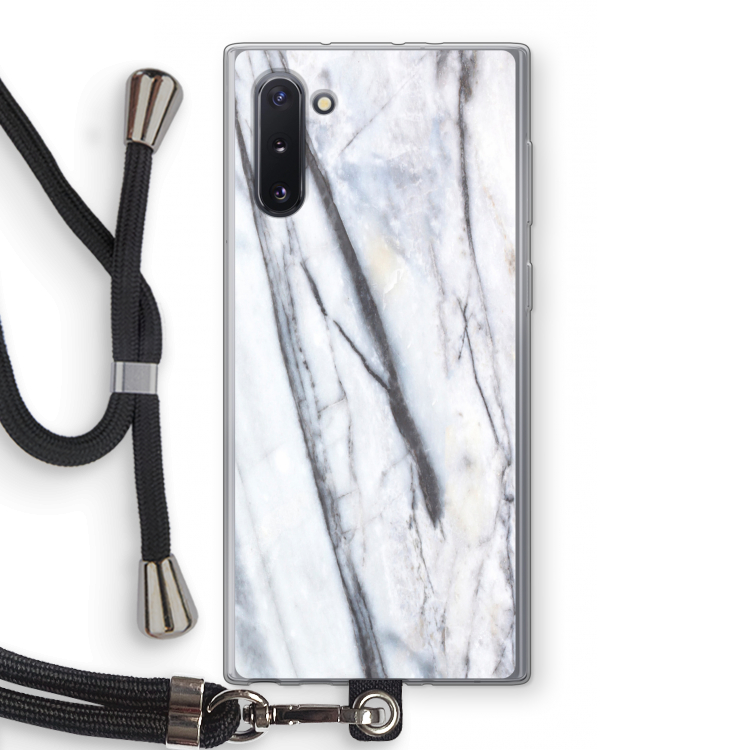CaseCompany Gestreepte marmer: Samsung Galaxy Note 10 Transparant Hoesje met koord