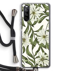 CaseCompany Wit bloemenpatroon: Sony Sony Xperia 10 III Transparant Hoesje met koord