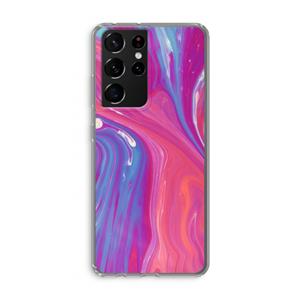 CaseCompany Paarse stroom: Samsung Galaxy S21 Ultra Transparant Hoesje