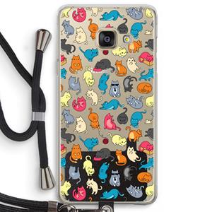 CaseCompany Kleurrijke katten: Samsung Galaxy A3 (2016) Transparant Hoesje met koord