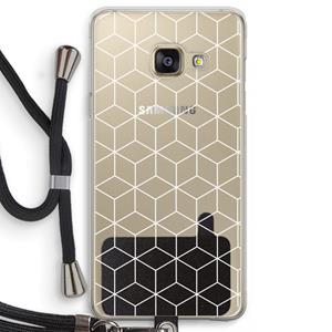CaseCompany Zwart-witte kubussen: Samsung Galaxy A3 (2016) Transparant Hoesje met koord