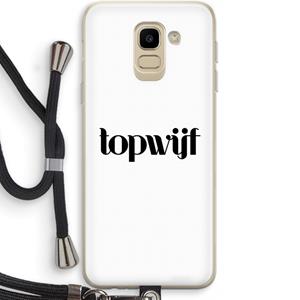 CaseCompany Topwijf Wit: Samsung Galaxy J6 (2018) Transparant Hoesje met koord