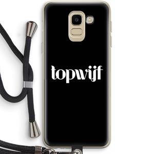 CaseCompany Topwijf Zwart: Samsung Galaxy J6 (2018) Transparant Hoesje met koord