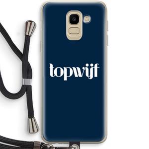 CaseCompany Topwijf Navy: Samsung Galaxy J6 (2018) Transparant Hoesje met koord