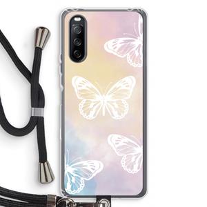 CaseCompany White butterfly: Sony Sony Xperia 10 III Transparant Hoesje met koord