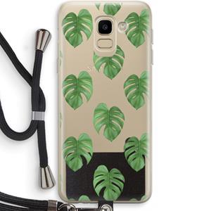 CaseCompany Monstera leaves: Samsung Galaxy J6 (2018) Transparant Hoesje met koord