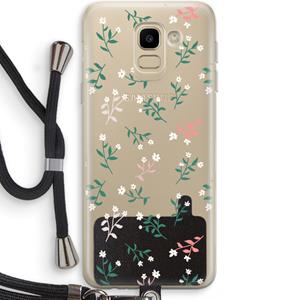 CaseCompany Small white flowers: Samsung Galaxy J6 (2018) Transparant Hoesje met koord