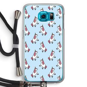 CaseCompany Eenhoorns overal: Samsung Galaxy S6 Transparant Hoesje met koord