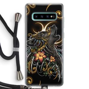CaseCompany Huilende Wolf: Samsung Galaxy S10 Plus Transparant Hoesje met koord