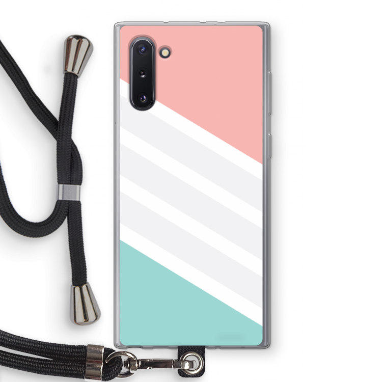 CaseCompany Strepen pastel: Samsung Galaxy Note 10 Transparant Hoesje met koord