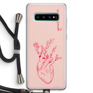 CaseCompany Blooming Heart: Samsung Galaxy S10 Plus Transparant Hoesje met koord