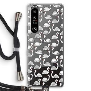 CaseCompany Zwanen: Sony Xperia 1 III Transparant Hoesje met koord