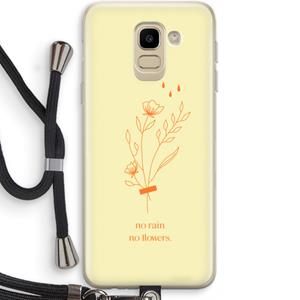 CaseCompany No rain no flowers: Samsung Galaxy J6 (2018) Transparant Hoesje met koord