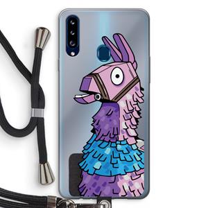 CaseCompany Lama: Samsung Galaxy A20s Transparant Hoesje met koord