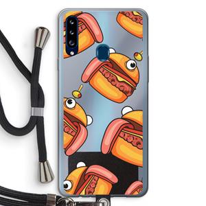 CaseCompany Hamburger: Samsung Galaxy A20s Transparant Hoesje met koord