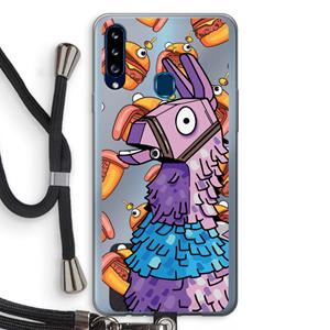 CaseCompany Loot Burger: Samsung Galaxy A20s Transparant Hoesje met koord