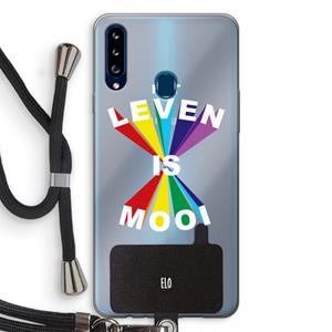 CaseCompany Het Leven Is Mooi: Samsung Galaxy A20s Transparant Hoesje met koord