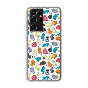 CaseCompany Kleurrijke katten: Samsung Galaxy S21 Ultra Transparant Hoesje
