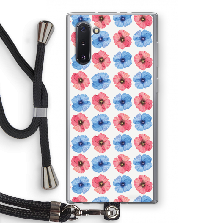CaseCompany Klaproosjes: Samsung Galaxy Note 10 Transparant Hoesje met koord