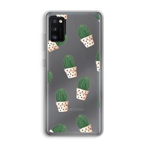 CaseCompany Cactusprint roze: Samsung Galaxy A41 Transparant Hoesje