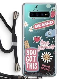 CaseCompany Positivity: Samsung Galaxy S10 Plus Transparant Hoesje met koord