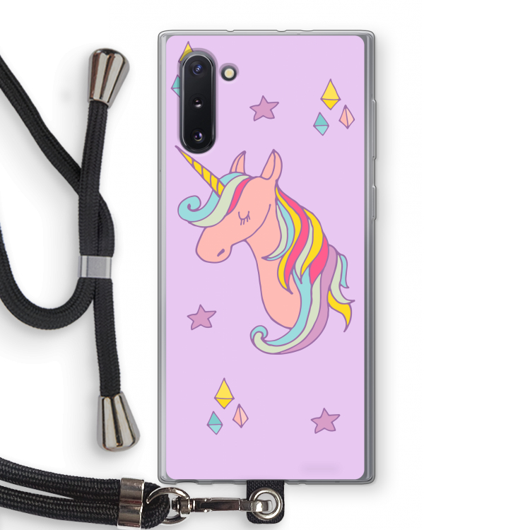 CaseCompany Roze eenhoorn: Samsung Galaxy Note 10 Transparant Hoesje met koord