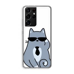 CaseCompany Cool cat: Samsung Galaxy S21 Ultra Transparant Hoesje