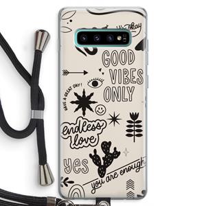 CaseCompany Good vibes: Samsung Galaxy S10 Plus Transparant Hoesje met koord