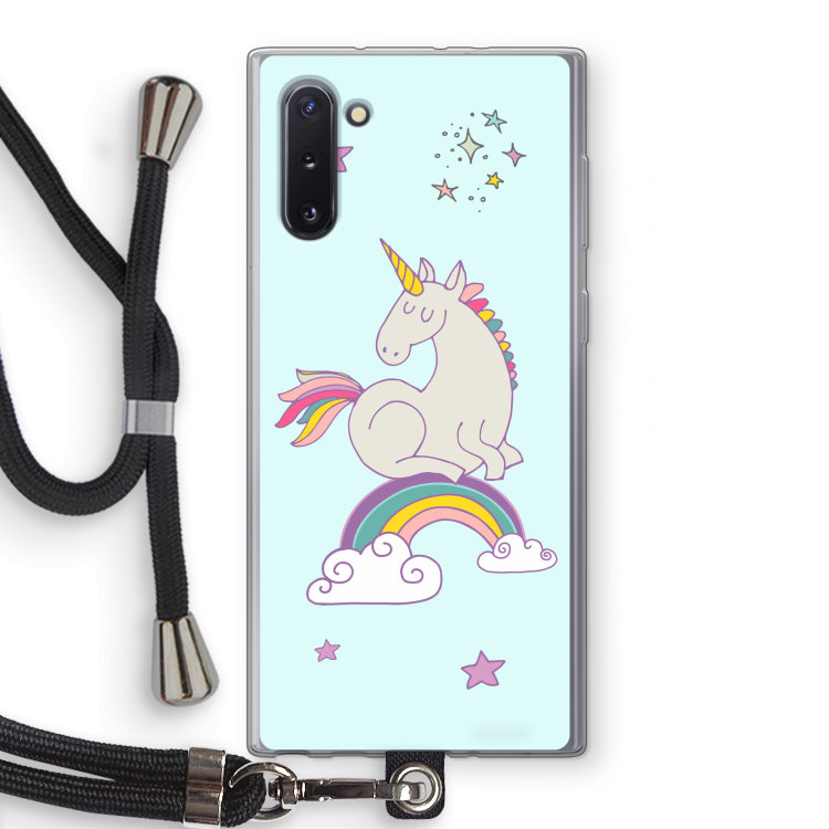 CaseCompany Regenboog eenhoorn: Samsung Galaxy Note 10 Transparant Hoesje met koord