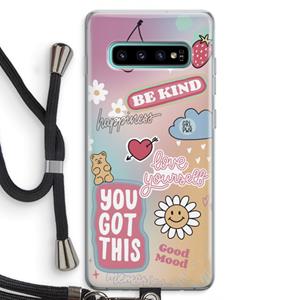 CaseCompany Positivity: Samsung Galaxy S10 Plus Transparant Hoesje met koord