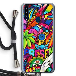 CaseCompany Represent: Samsung Galaxy A20s Transparant Hoesje met koord