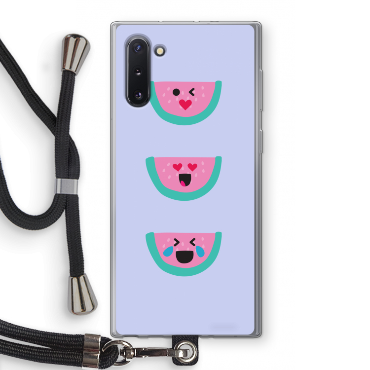 CaseCompany Smiley watermeloen: Samsung Galaxy Note 10 Transparant Hoesje met koord