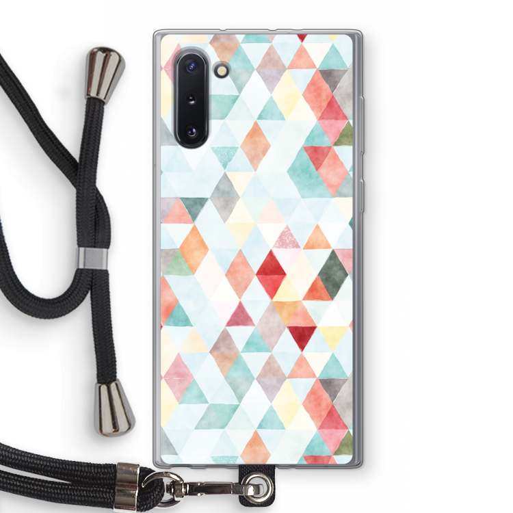 CaseCompany Gekleurde driehoekjes pastel: Samsung Galaxy Note 10 Transparant Hoesje met koord