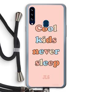 CaseCompany Cool Kids Never Sleep: Samsung Galaxy A20s Transparant Hoesje met koord