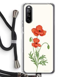 CaseCompany Red poppy: Sony Sony Xperia 10 III Transparant Hoesje met koord